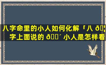 八字命里的小人如何化解「八 🦆 字上面说的 🐴 小人是怎样看的」